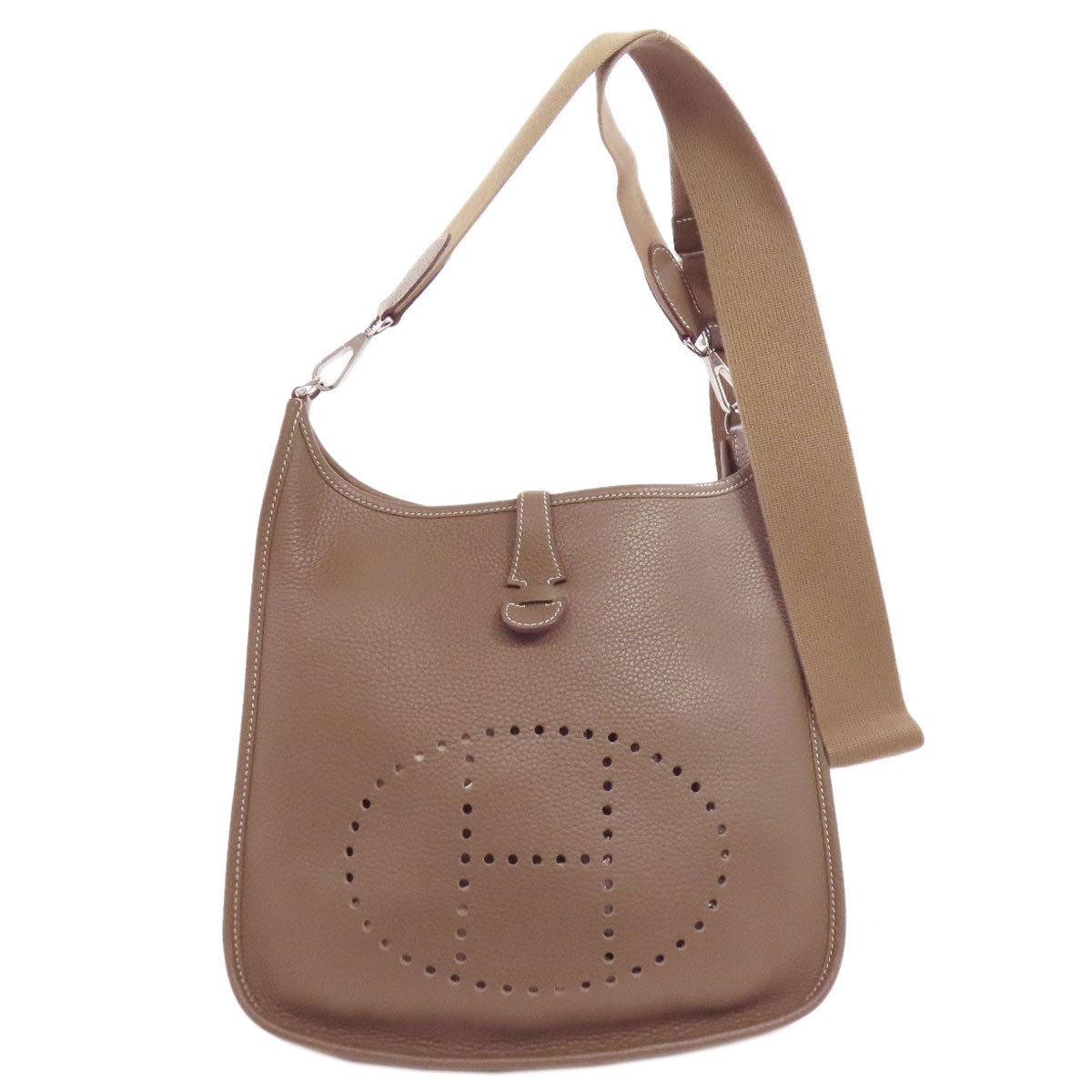 HERMES Shoulder Bag Taurillon Clemence Brown Evelyn 3 PM Etop SilverMetal Women