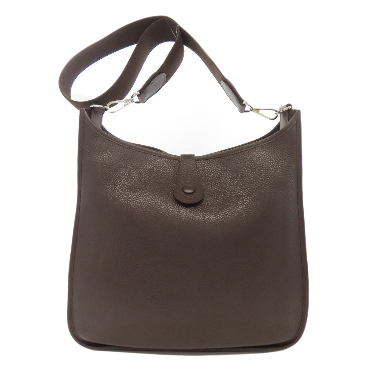 HERMES Shoulder Bag Taurillon Clemence Brown Evelyn 1 GM Silver Metal