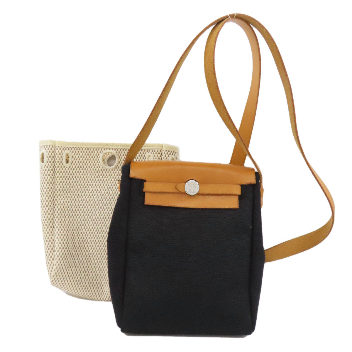 HERMES Shoulder Bag Towar black HerbagTPM SilverMetal Women