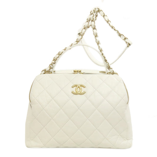 CHANEL Shoulder Bag Calfskin white Matelasse Gold Metal 2WAY Women
