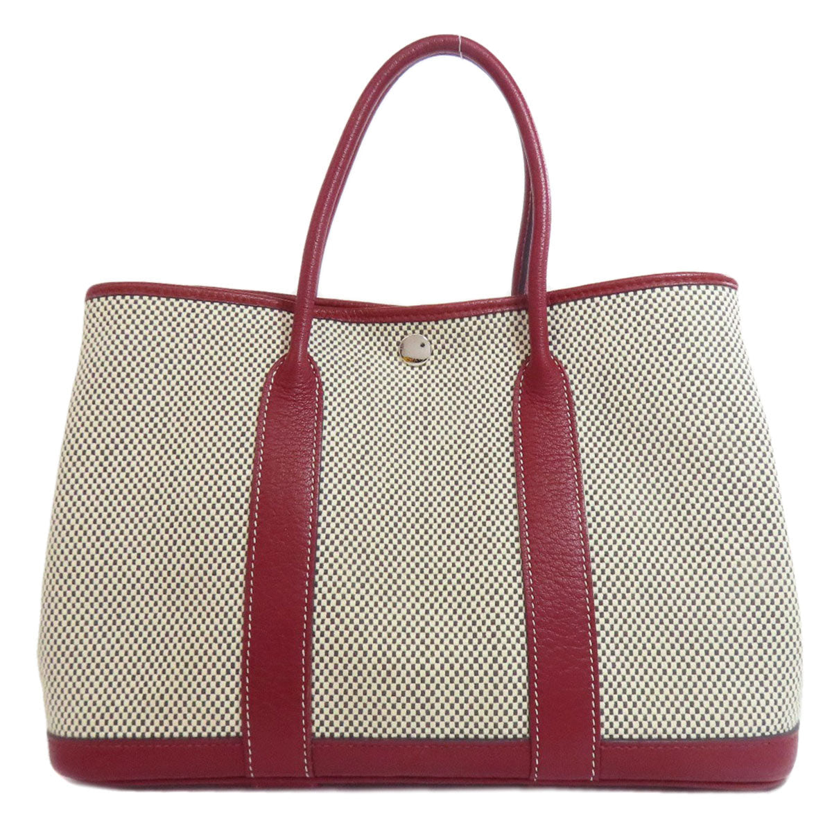 HERMES Tote Bag canvas Red Garden Party TPM SilverMetal