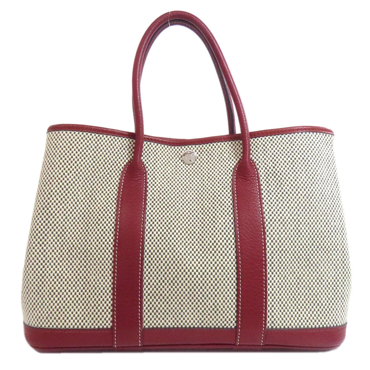HERMES Tote Bag canvas Red Garden Party TPM SilverMetal