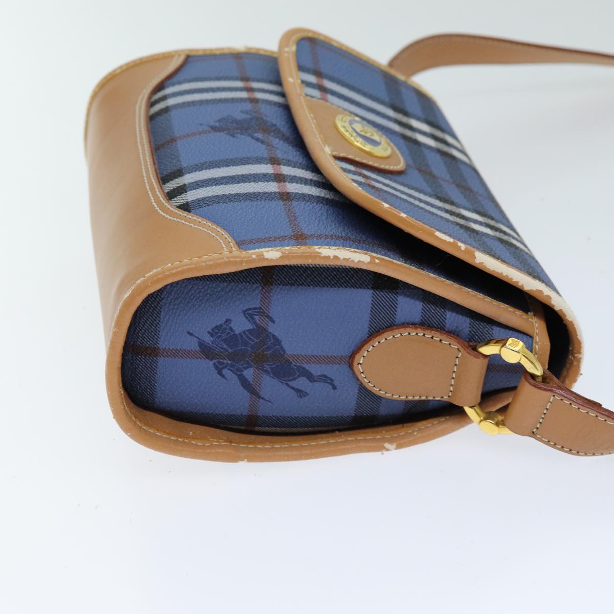 Burberry Nova Check Shoulder Bag PVC Blue Auth 75452
