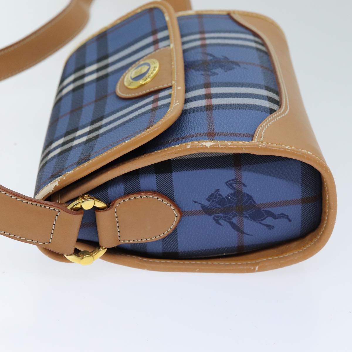 Burberry Nova Check Shoulder Bag PVC Blue Auth 75452