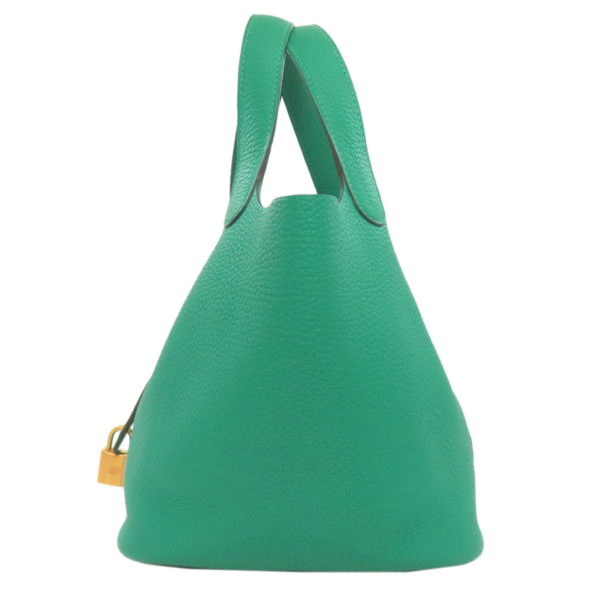 HERMES Handbag Taurillon Clemence green Picotin Lock PM Gold Metal