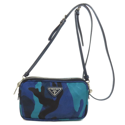 PRADA Shoulder Bag Nylon blue Camouflage Pattern Mini Shoulder Women