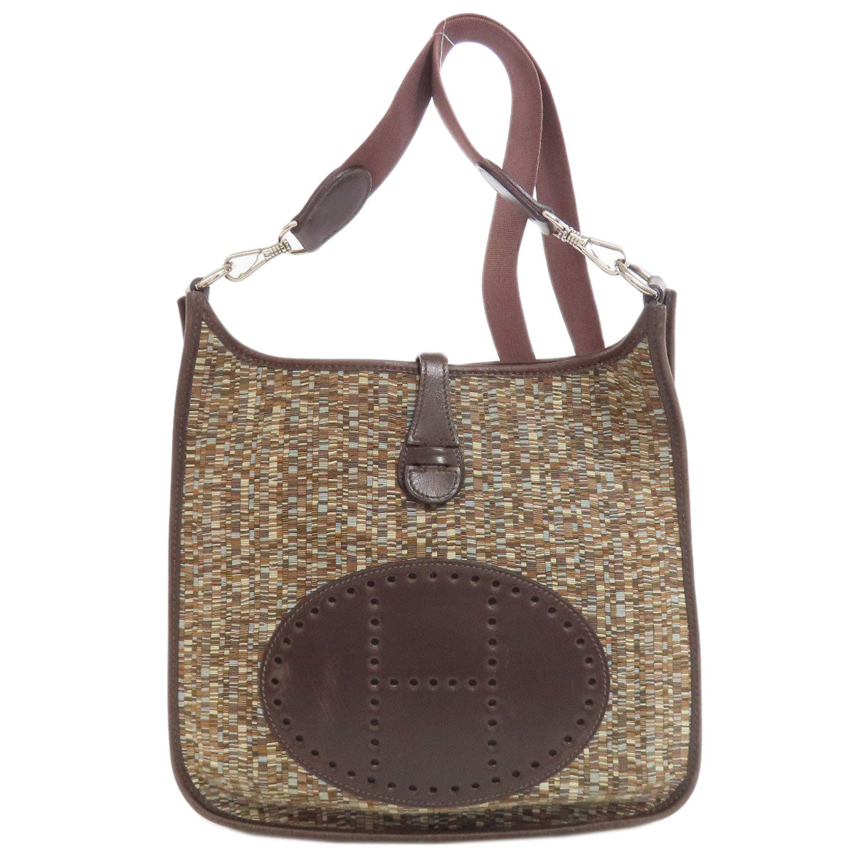 HERMES Shoulder Bag Vibrato Brown Evelyn PM SilverMetal