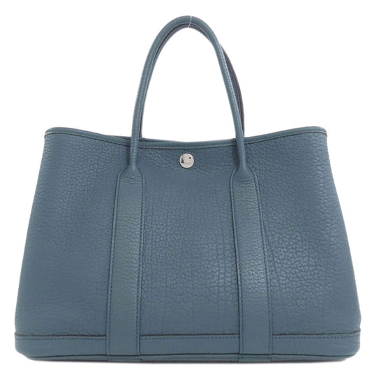 HERMES Tote Bag Togo blue Garden Party TPM SilverMetal