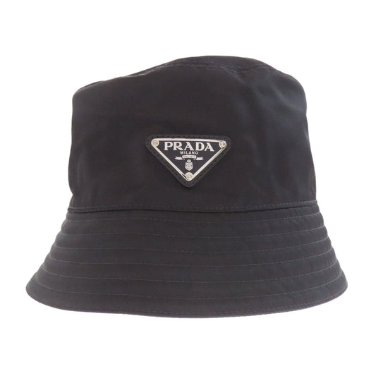 PRADA hat Nylon black logoMetal Baguette Hat S
