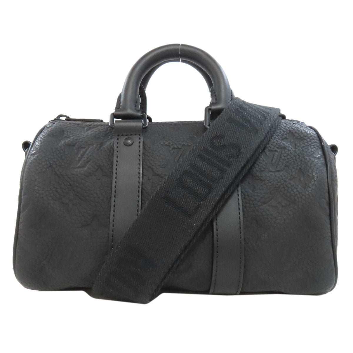 LOUIS VUITTON Handbag Taurillon Clemence Leather black Keepall ?bandouliere 25