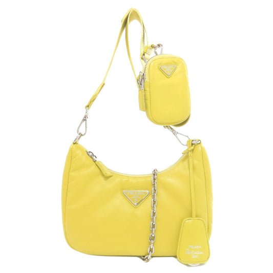 PRADA Shoulder Bag Calfskin yellow logoMetal Women