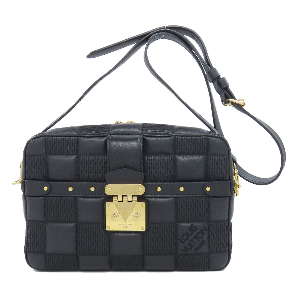 LOUIS VUITTON Shoulder Bag lambskin black Troca MM Women