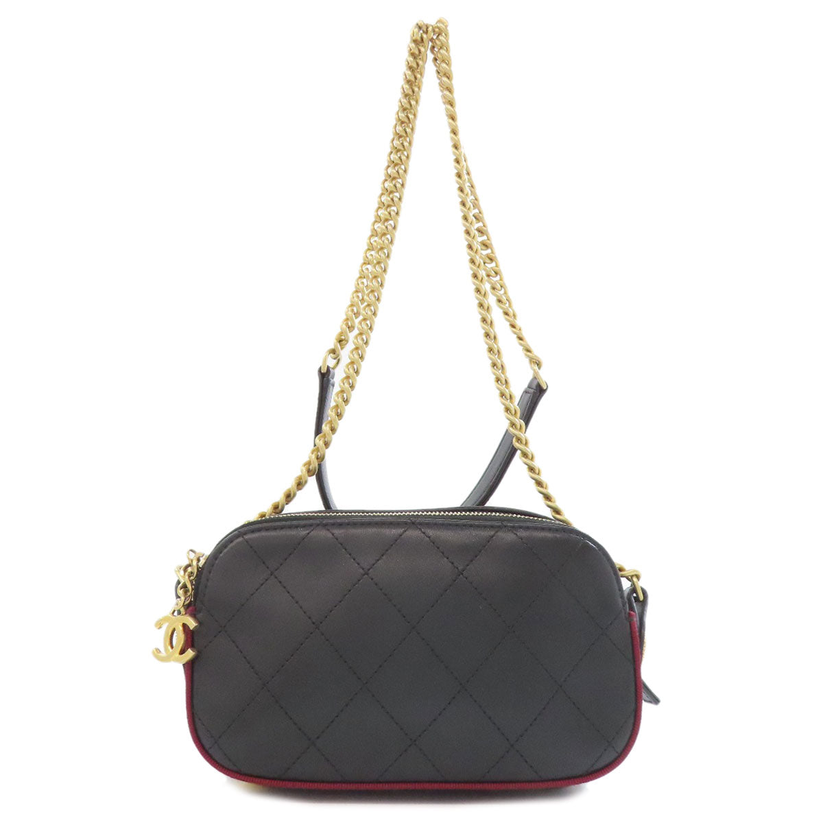 CHANEL Shoulder Bag Calfskin black ChainShoulder Matelasse Gold Metal Women