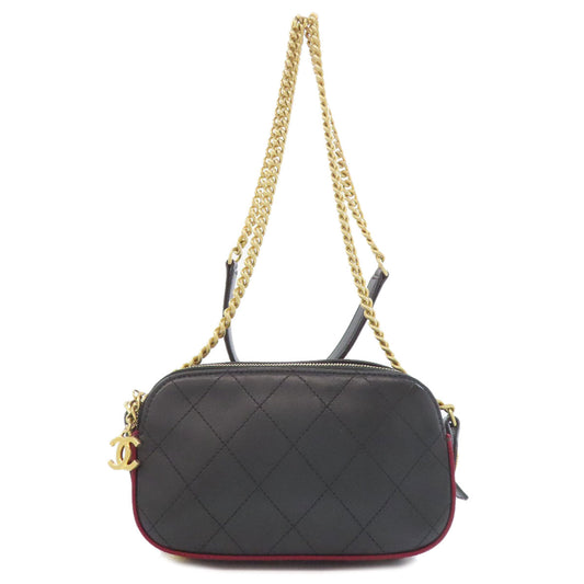 CHANEL Shoulder Bag Calfskin black ChainShoulder Matelasse Gold Metal Women