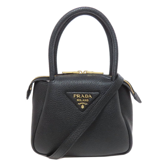PRADA Handbag leather black 2WAY Women