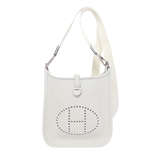 HERMES Shoulder Bag Taurillon Clemence white Evelyn 1 TPM SilverMetal Women