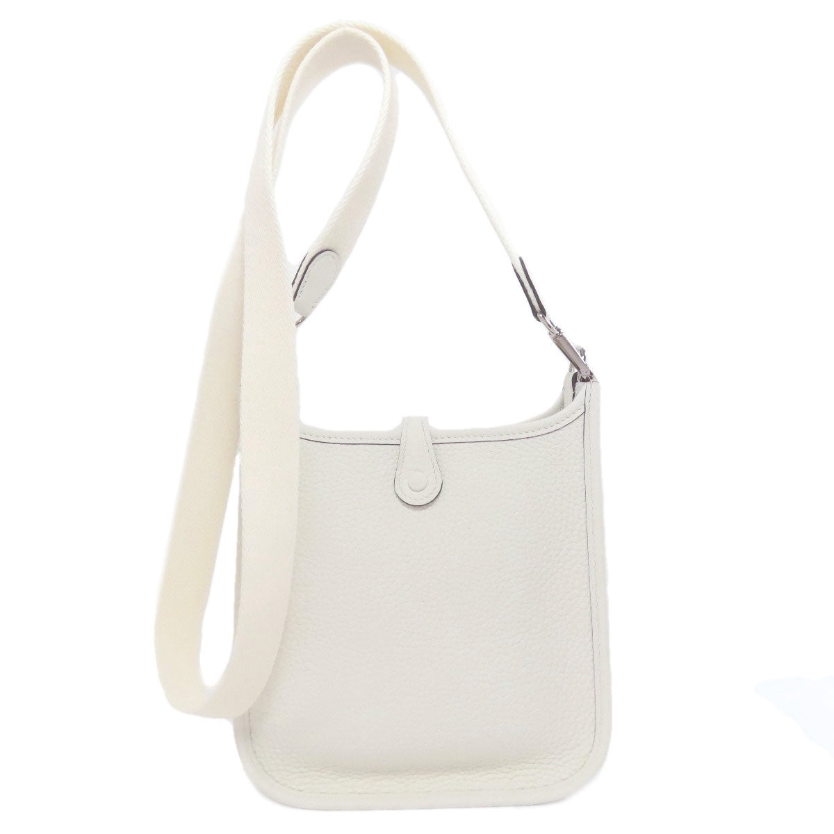 HERMES Shoulder Bag Taurillon Clemence white Evelyn 1 TPM SilverMetal Women