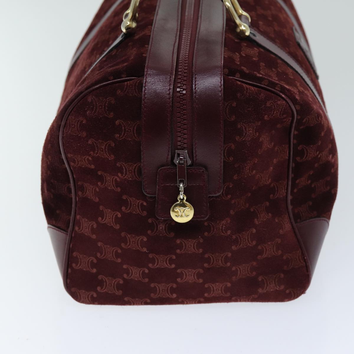 Luxury CELINE Macadam Canvas Boston Bag Bordeaux 75617