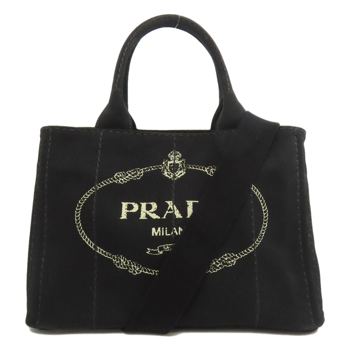 PRADA Handbag canvas black Canapa Mini 2WAY