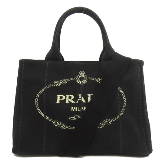 PRADA Handbag canvas black Canapa Mini 2WAY