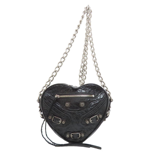 BALENCIAGA Shoulder Bag leather black Heart motif Women