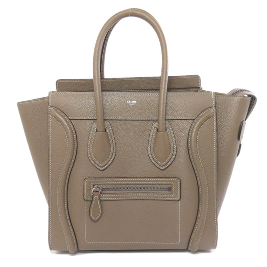 CELINE Tote Bag leather Brown Luggage micro