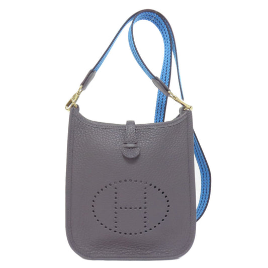 HERMES Shoulder Bag Taurillon Clemence Navy Evelyn TPM Gold Metal Women