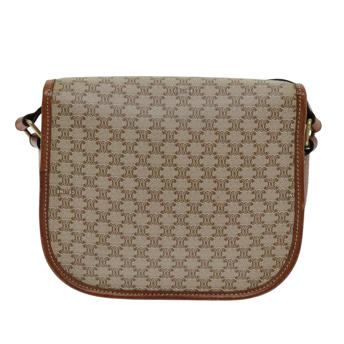 Luxury CELINE Macadam Canvas Shoulder Bag Beige 75626