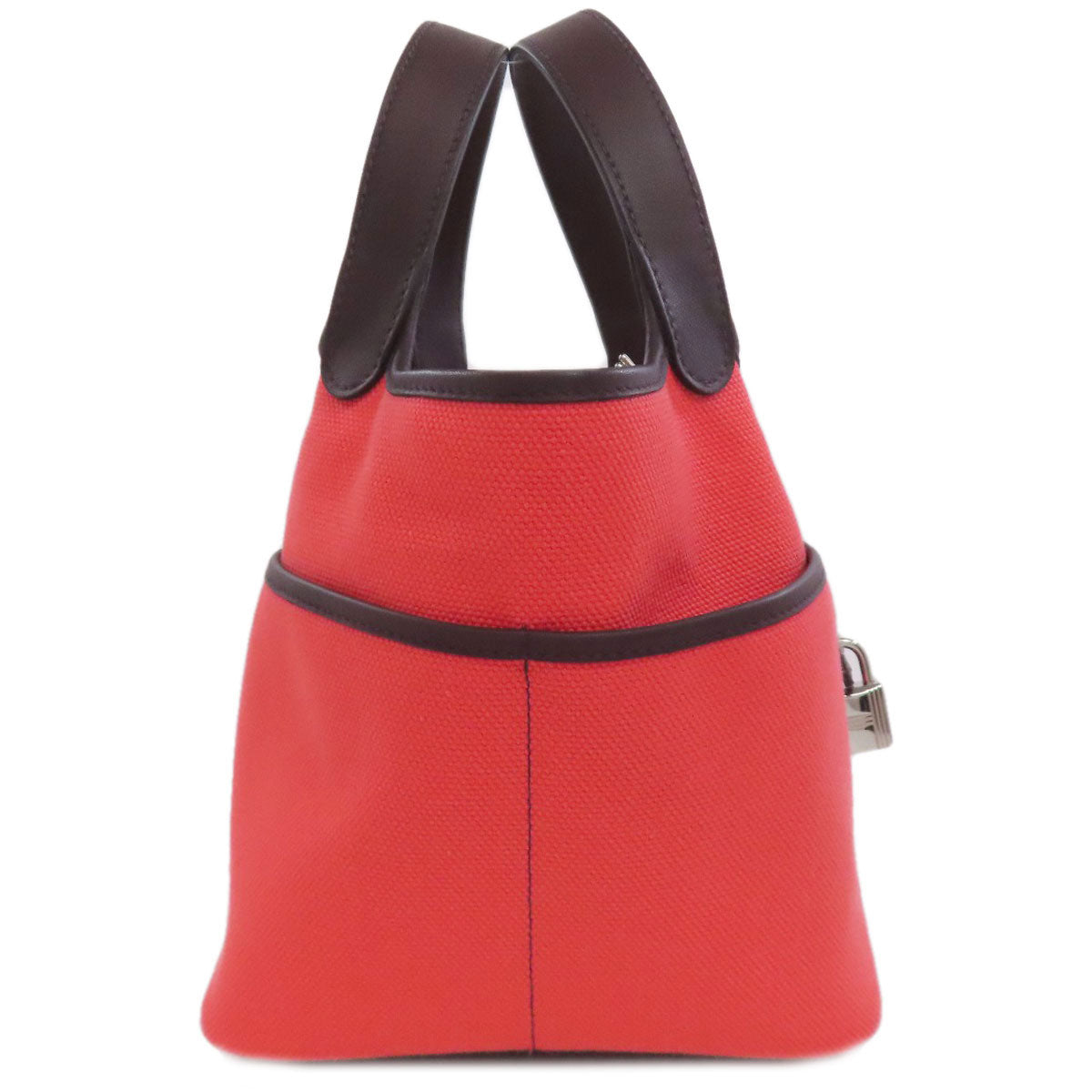 HERMES Handbag Tower ash Red Picotin Lock PM SilverMetal Women
