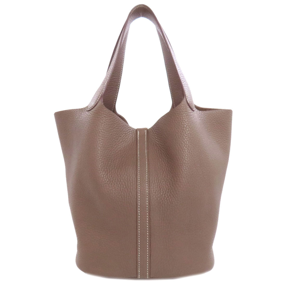 HERMES Handbag Taurillon Clemence beige Picotin Lock MM Etoupe SilverMetal Women