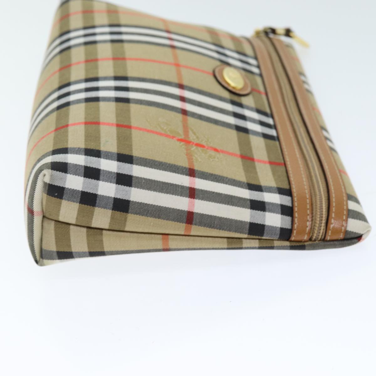 Burberry Nova Check Clutch Bag Canvas Beige Auth 75664