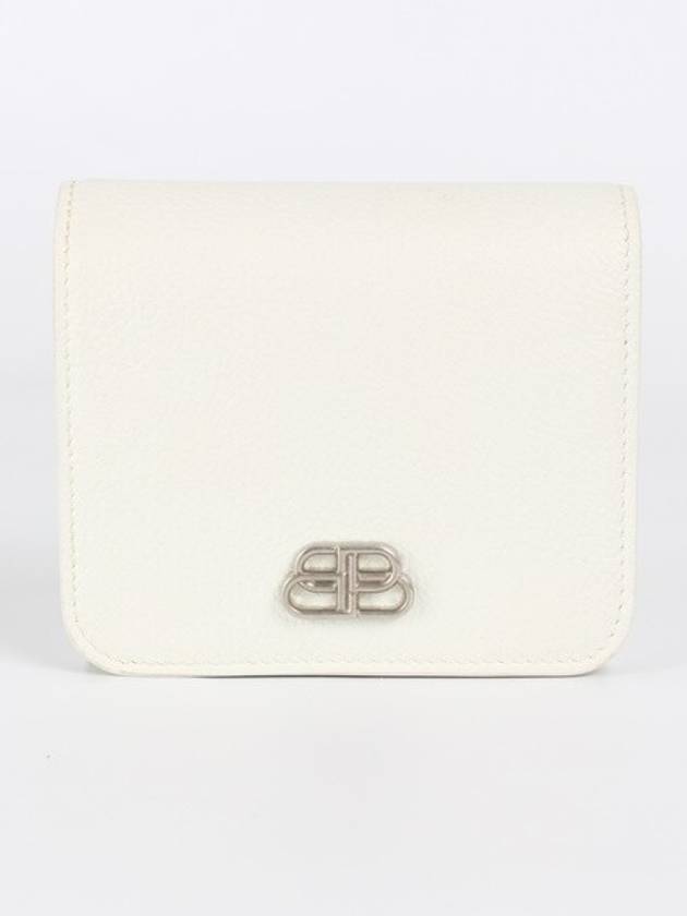 Luxury Balenciaga Trending 2026 BB silver bi fold wallet white