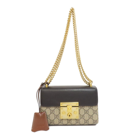 GUCCI Shoulder Bag 409487 PVC Brown GG ChainShoulder