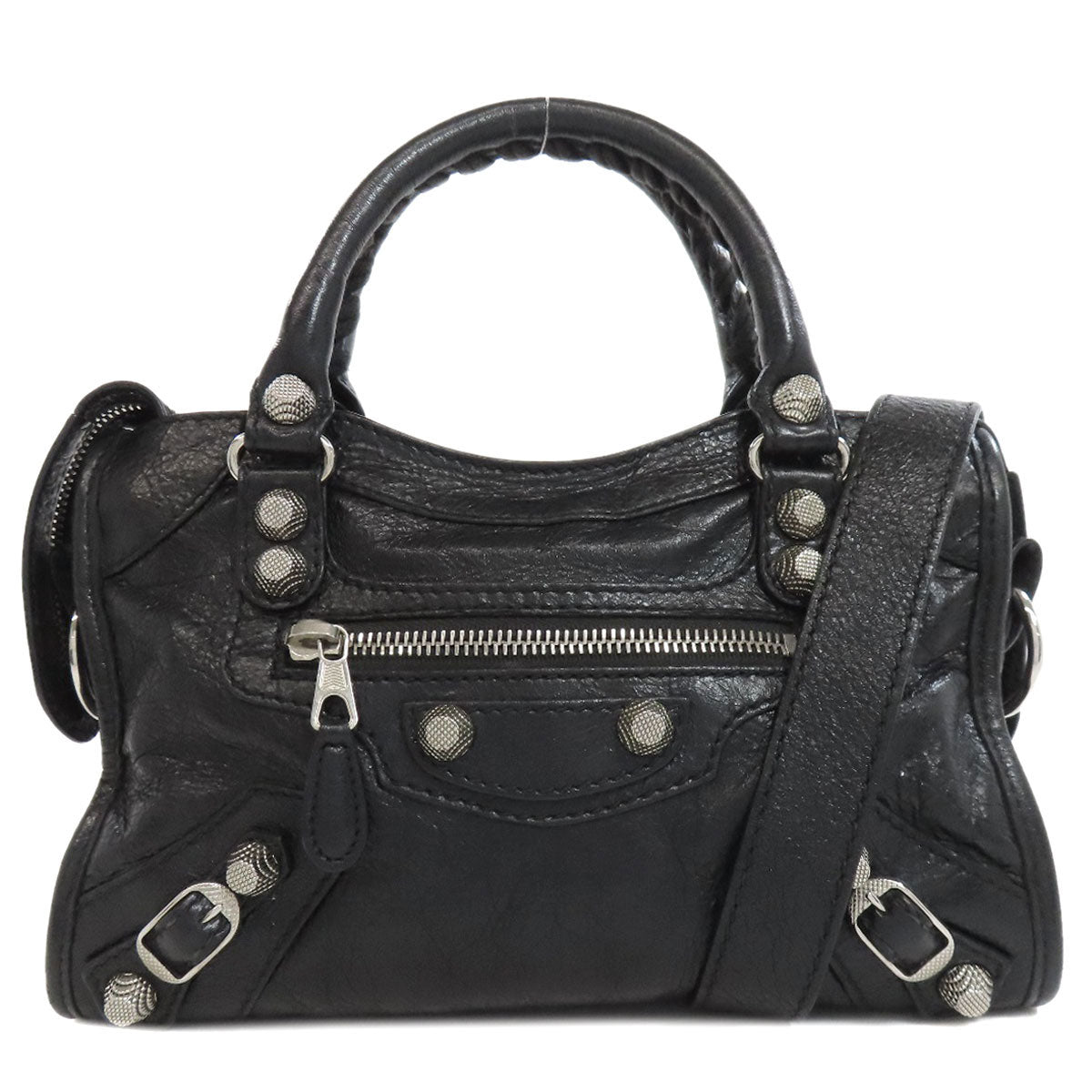 BALENCIAGA Handbag 519938 Calfskin black Mini City 2WAY