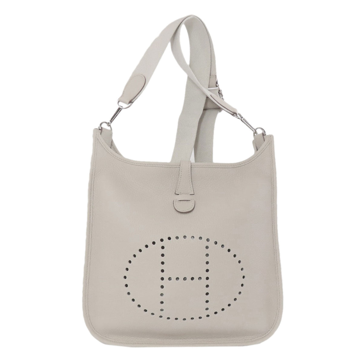 HERMES Shoulder Bag Taurillon Clemence white Evelyn 3 PM SilverMetal