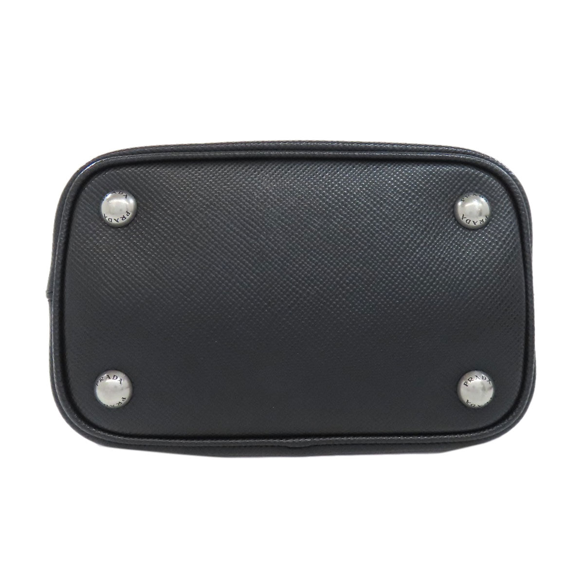 PRADA Handbag Safiano black Pin Badge Rabbit Lip 2WAY