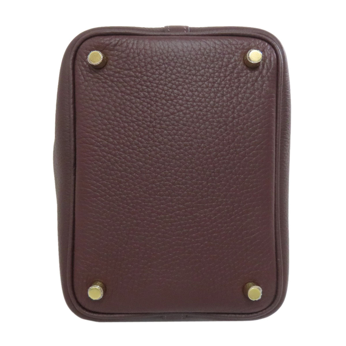 HERMES Handbag Taurillon Clemence Brown Picotin Lock PM Gold Metal