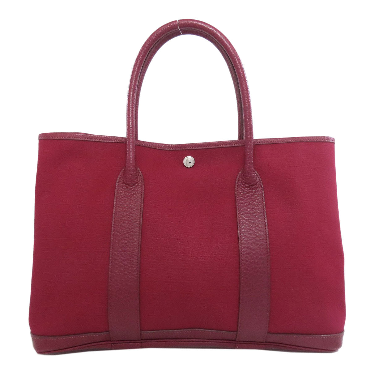 HERMES Tote Bag Towar Officche Red Garden Party PM Rouge Ash Silver Metal