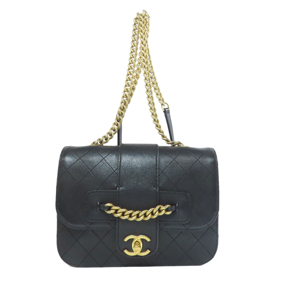 CHANEL Shoulder Bag Calfskin black COCO Mark ChainShoulder Gold Metal