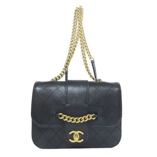 CHANEL Shoulder Bag Calfskin black COCO Mark ChainShoulder Gold Metal