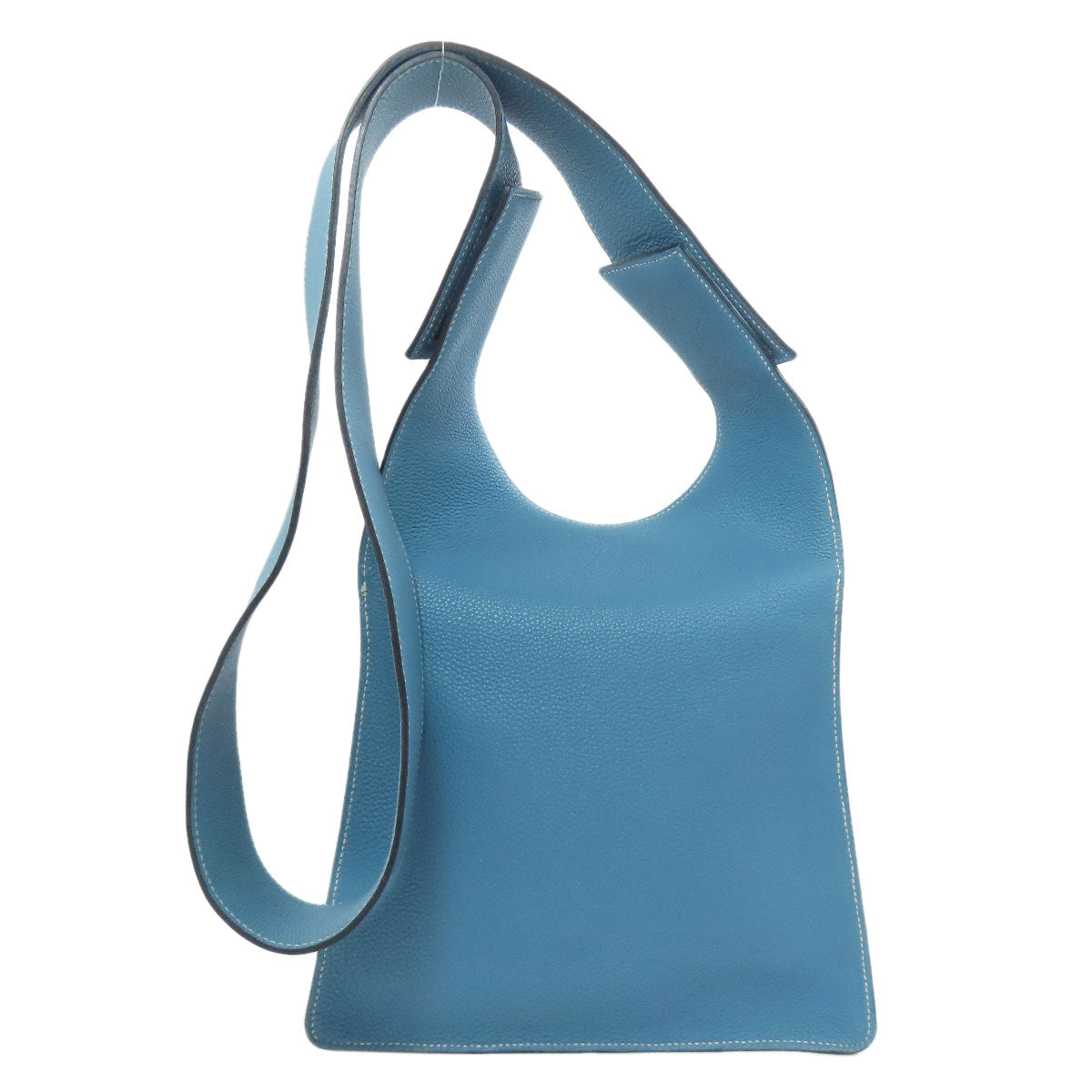 HERMES Shoulder Bag Togo blue Simple design Blue Jean