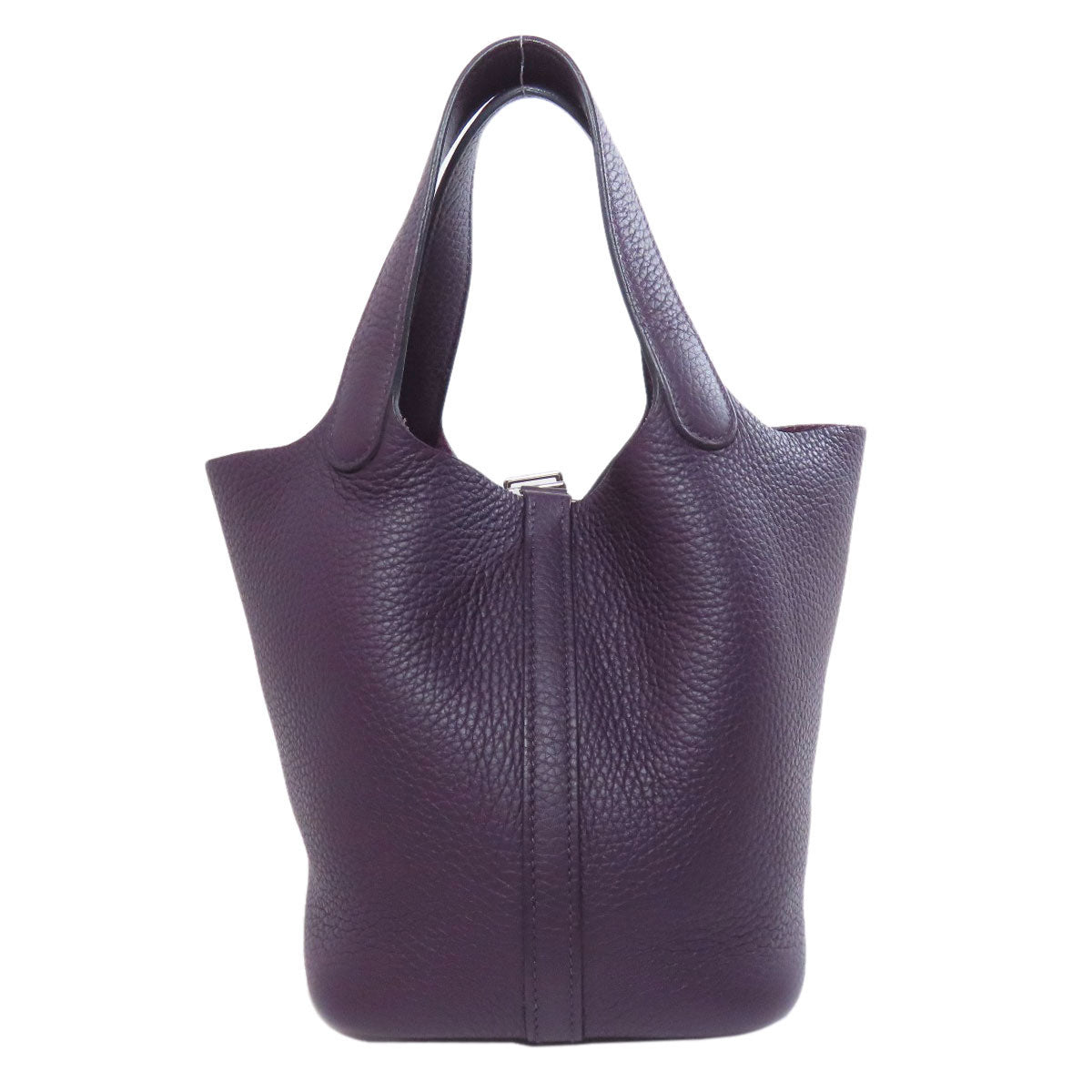 HERMES Handbag Taurillon Clemence purple Picotin Lock PM SilverMetal