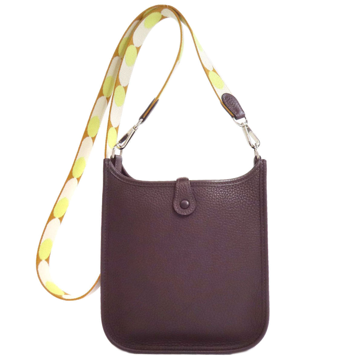 HERMES Shoulder Bag Taurillon Clemence Brown Evelyn TPM SilverMetal