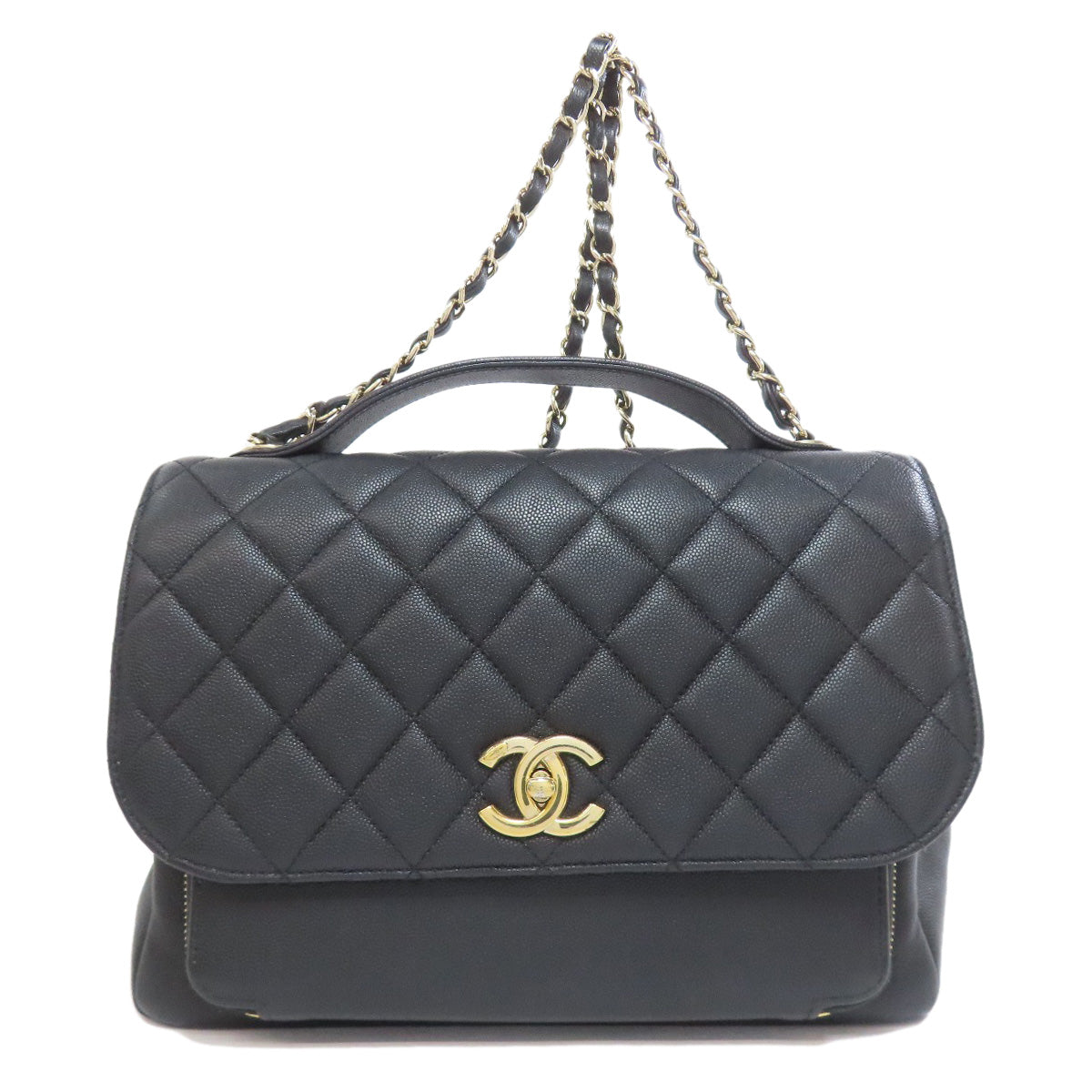 CHANEL Shoulder Bag Grained Calfskin Skin black Matelasse Gold Metal 2WAY