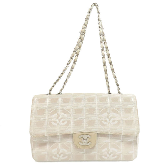 CHANEL Shoulder Bag canvas beige New travel line