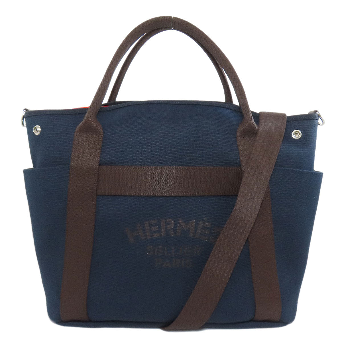 HERMES Tote Bag canvas Navy Sac de Pansage Graeme