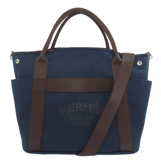 HERMES Tote Bag canvas Navy Sac de Pansage Graeme