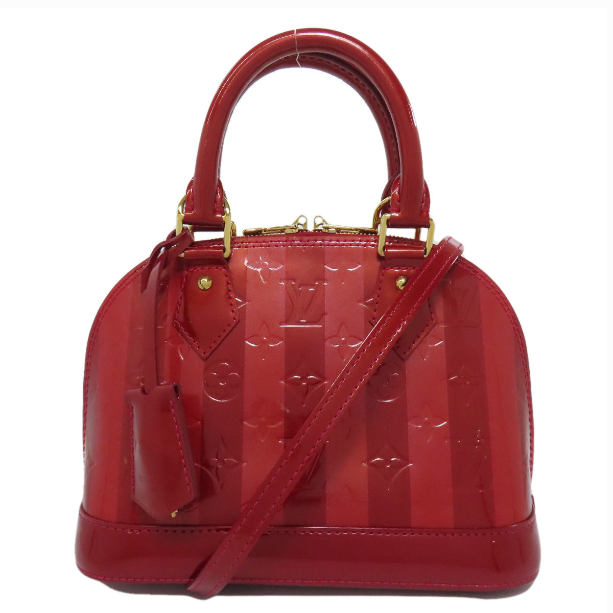 LOUIS VUITTON Handbag Vernis Red Alma BB Rayur