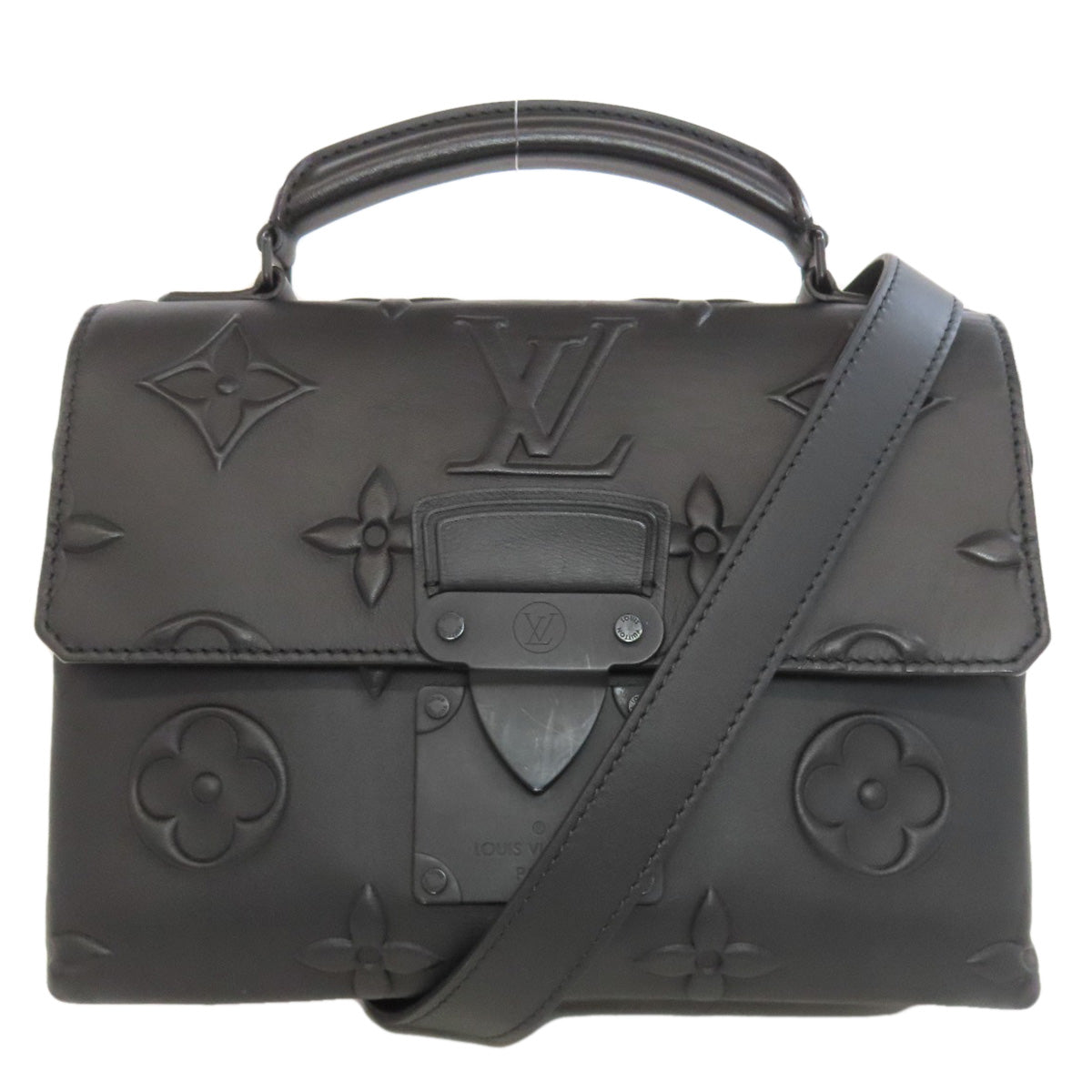 LOUIS VUITTON Handbag Calfskin black Ambassador PM