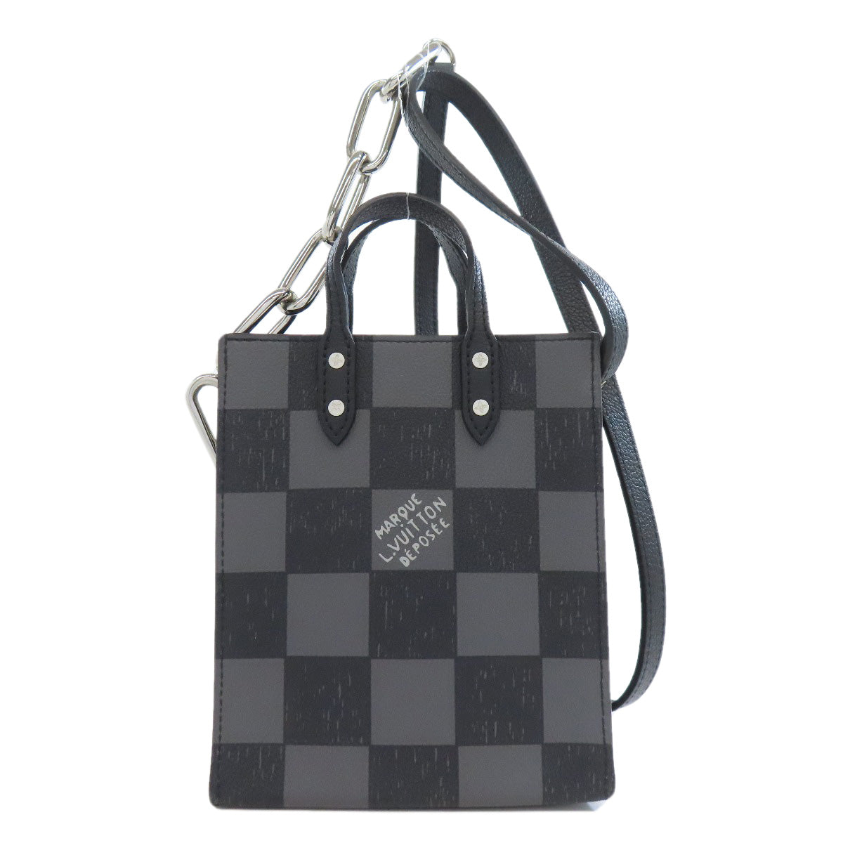 LOUIS VUITTON Handbag Damier canvas black Damier Checkerboard Sac PlatXS